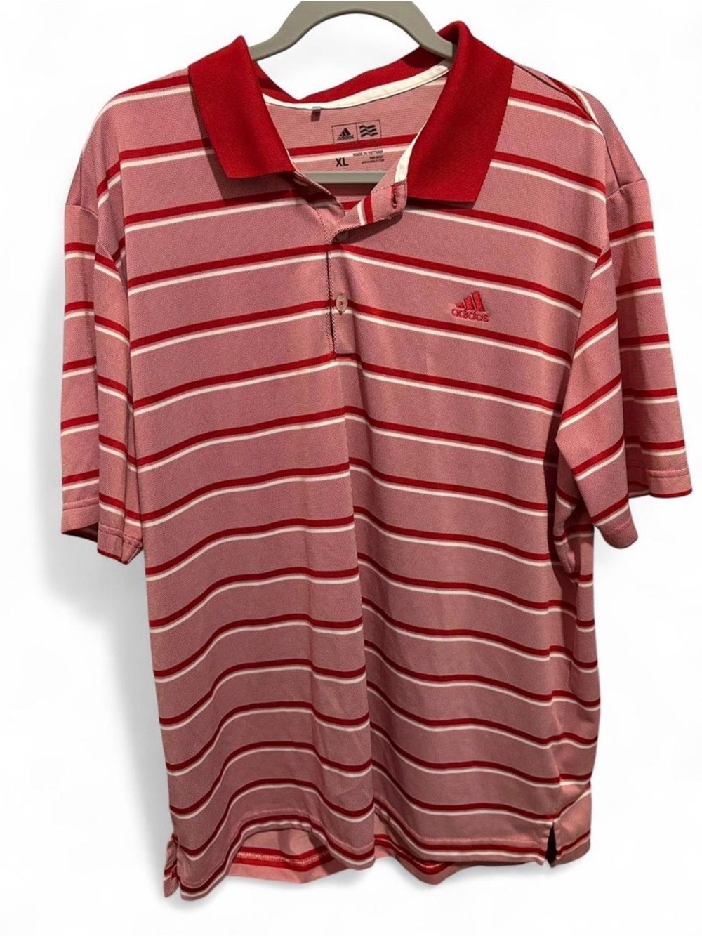 adidas Men’s Red Striped Polo
